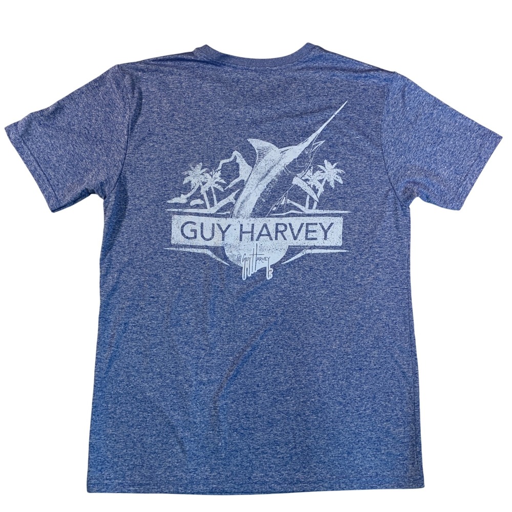 Guy Harvey Marlin Graphic T-Shirt Classic Fit Short Sleeve Blue Size M